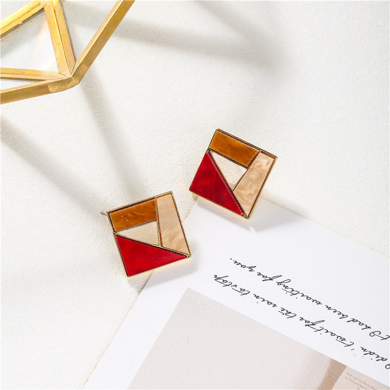 Contrast color personalized Square Earrings