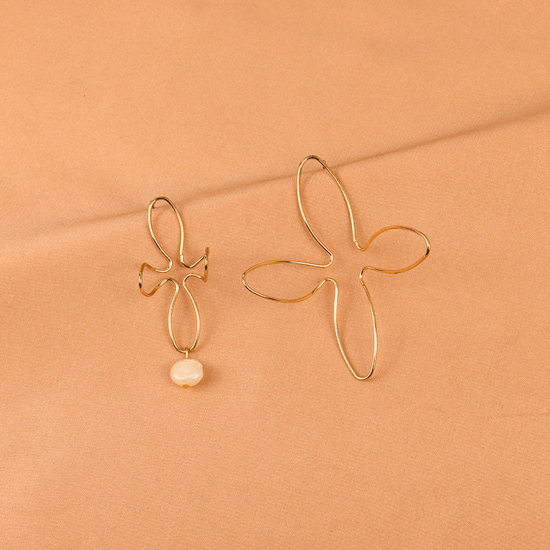 Irregular Earrings Pearl Asymmetric Exaggerated Earrings