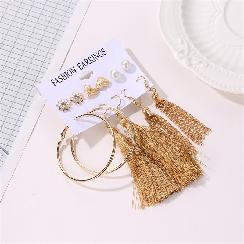 Geometric Tassel Set Earrings Sweet And Versatile Love