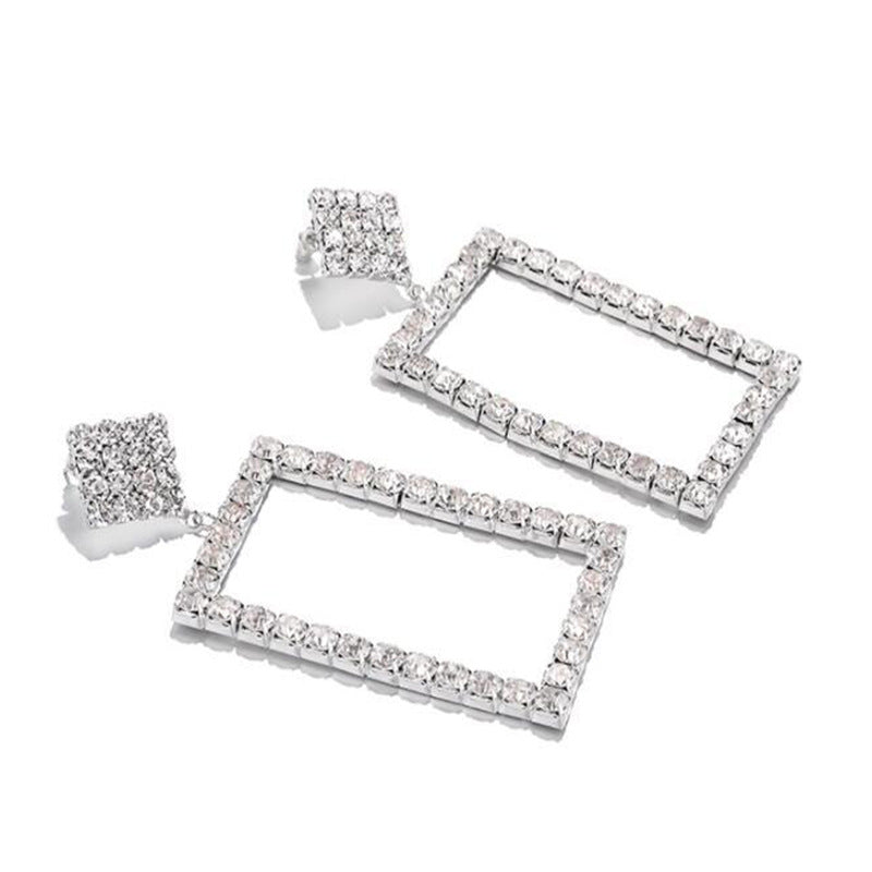 Simple Style Ladies Diamond Geometric Square Earrings
