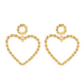 Temperament Simple Ins Style Metal Threaded Earrings Geometric Hollow Sweet And Cool Peach Heart-shaped Earrings