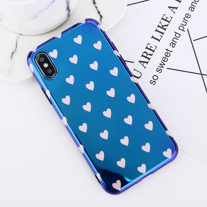 Blu-ray Laser Gradient Case For  Love Heart Phone Cases For Glossy Soft Silicon Back Cover