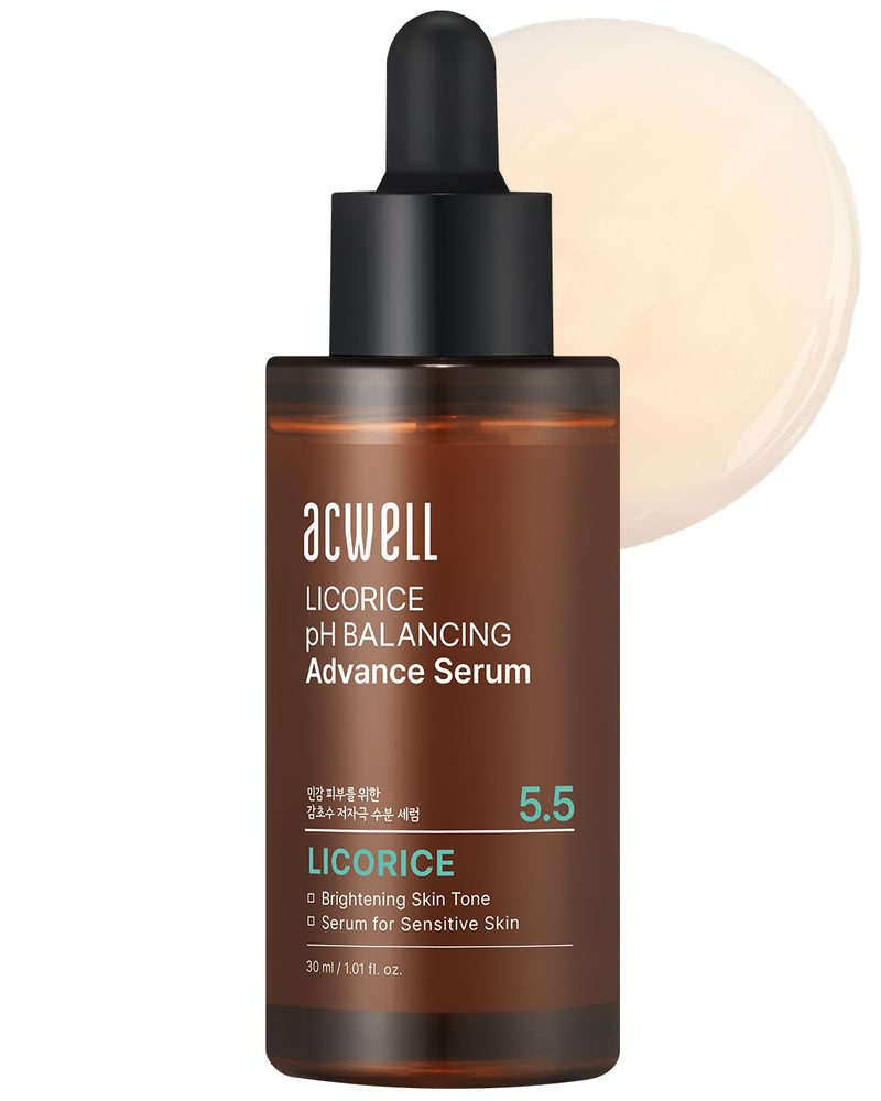 ACWELL Licorice pH Balancing Advanced Facial Serum Ampoule 1.01 fl.oz. - Radiance and Dark Spot care Face Serum for Dull Skin, Reduces Acne and Blemishes, Minimizes Fine Lines, Healthy Glow Skin