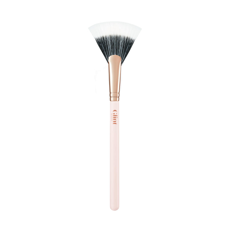 Glint Makeup Fan Brush - Professional Brush for Blush & Highlighter Makeup. Premium Soft Vegan Synthetic Makeup Brush for Precise Application and Blending.