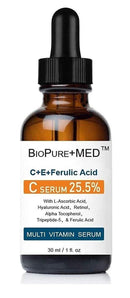 BioPureMED 25% Vitamin CE+Ferulic Acid Serum for Face: Anti Wrinkle Serum with Tripeptide-5, Retinol 22, Hyaluronic Acid Best Organic Korean Skin Care Formula Vitamin C Serum/Face Moisturizer