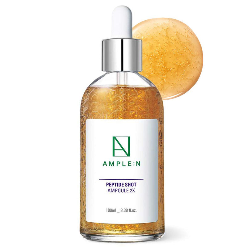 AMPLE:N Peptide Shot 2X Ampoule Intensive Age Defying Concentrate Face Serum with Peptide Threads Erasing Wrinkles and Improve Firmness Lifting Sagging Skin Plump, Repairs Skin, 3.38 fl.oz.