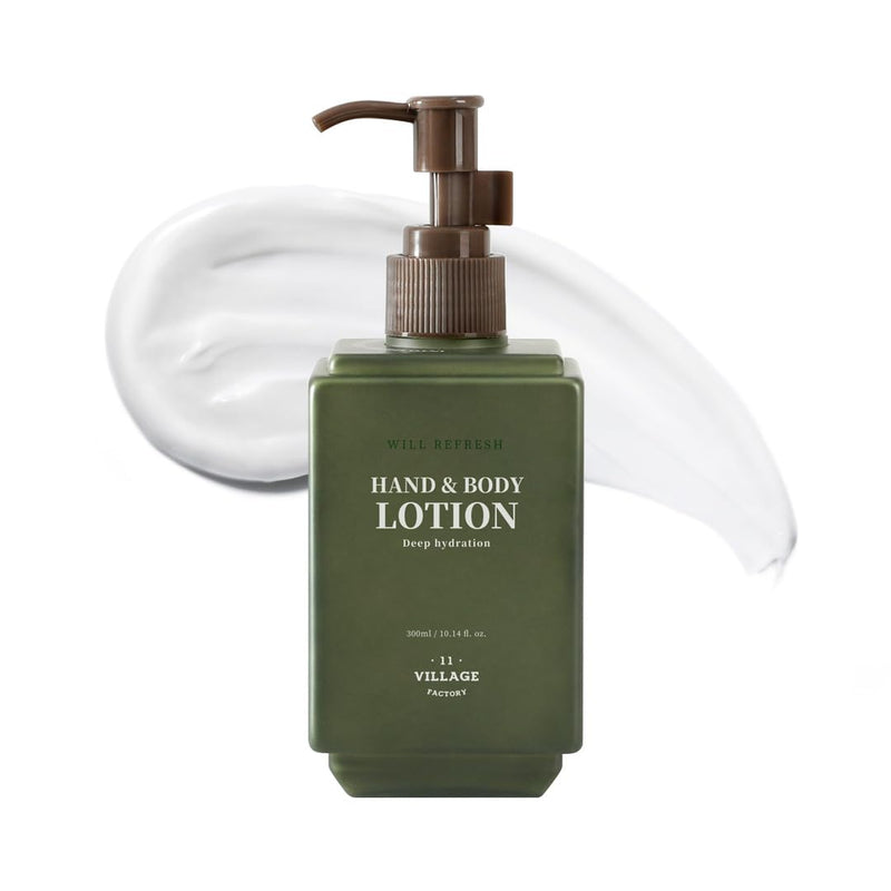 Will Refresh Hand and Body Lotion Eucalyptus and Patchouli Scent Premium Korean Body Care Aromatherapy (300ml / 10.14 fl.oz)