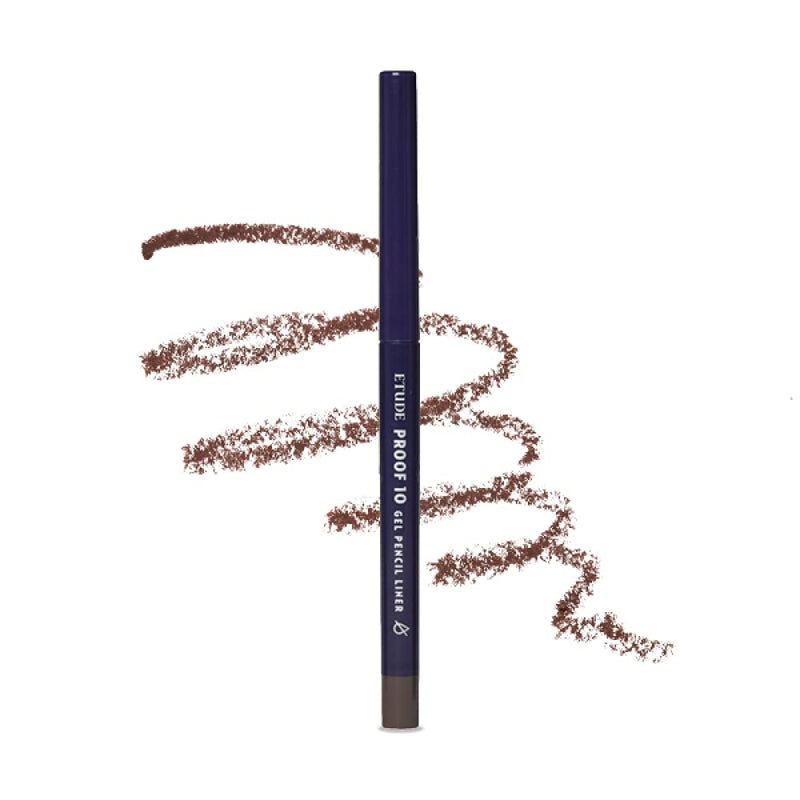 ETUDE Proof 10 Gel Pencil Liner, Eyeliner with Wearable Shades, Sharpenable Tip, Creamy Gel Texture, Waterproof & Sebum-Proof Precision Liner, Korean Makeup, Beauty, Dark Cacao (0.011 Ounce)