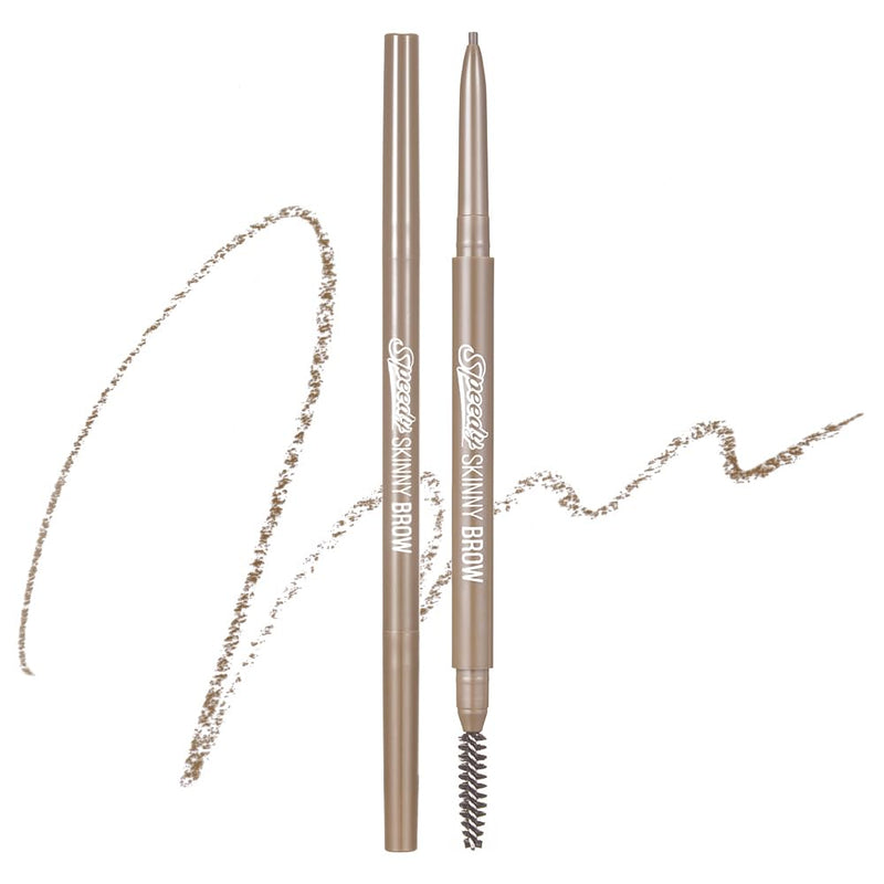 PERIPERA Speedy Skinny Brow (08 Taupe Beige), 1.5mm Precise Eyebrow Pencil, Dual-Sided Fine Tip Shades, Define Fills Brow Make up, K Beauty, Korean Make-up