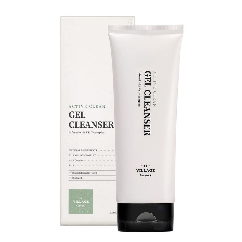 Active Clean Gel Cleanser AHA BHA for oily and acne-prone skin ph 5.5 for balanced skin Korean Skincare(3.38 fl oz/100ml)