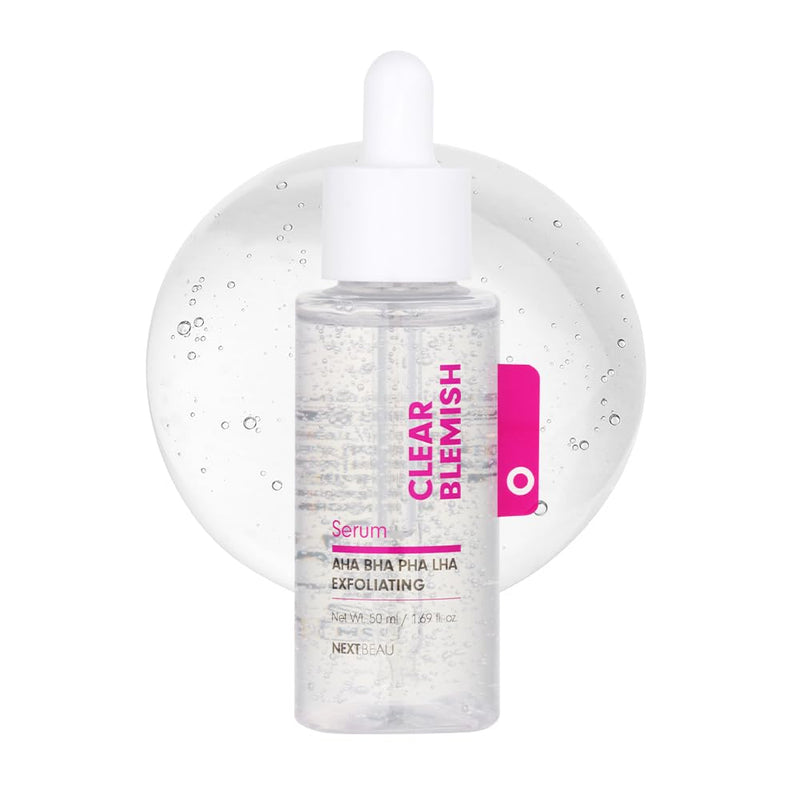 Clear Blemish Serum 1.69 fl.oz. Facial Ampoule with AHA/BHA, Facial Peel Serum, Korean Skincare