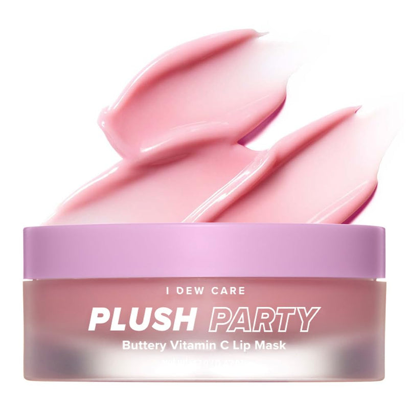 I DEW CARE Overnight Lip Sleeping Mask - Plush Party | Buttery Vitamin C, Lip Glaze, Moisturizing Balm, With Cocoa Butter For Dry Lips, Glass Skin Look, Nourish and Hydrate, Korean Skin, 0.42 Oz