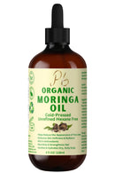 Organic Cold-Pressed Moringa Oil 100% Pure & Unrefined Moringa Hydrating Oil for Face, Skin, Hair & Body Supports Anti-Aging & Youthful Appearance, 4 fl oz Amber Glass Bottle
