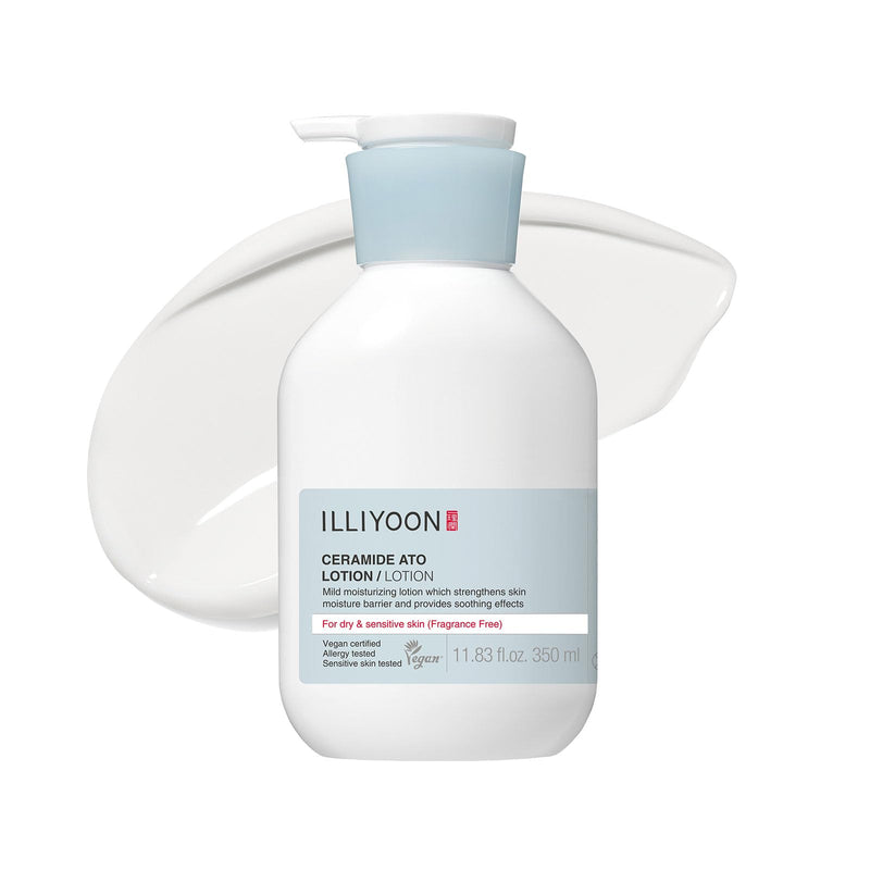 Illiyoon Ceramide Ato Lotion | Lightweight Moisturizer for Dry & Sensitive Skin, Barrier Repair for Face & Body, Mild for Babies, Vegan Certified, Korean Skin Care, 11.83 fl.oz.