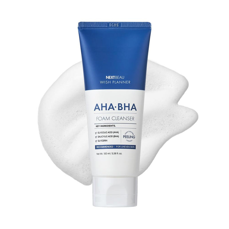 Wish Planner AHA/BHA Foam Cleanser [3.38 fl.Oz. / 100ml] AHA/BHA, Moist Foam Cleanser, Hypoallergenic Foam Cleanser, Korean Skincare