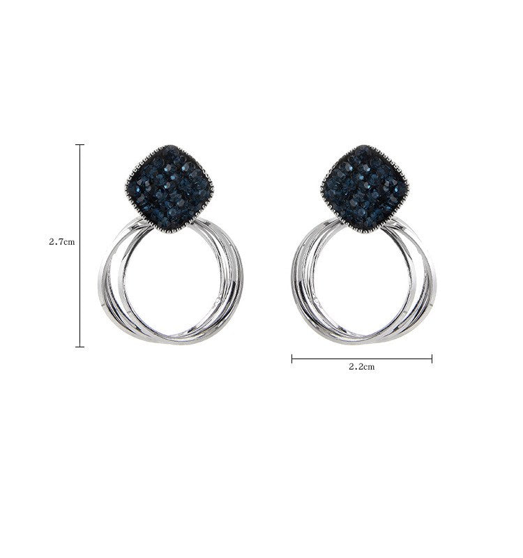 Super flashing dark blue crystal earrings women