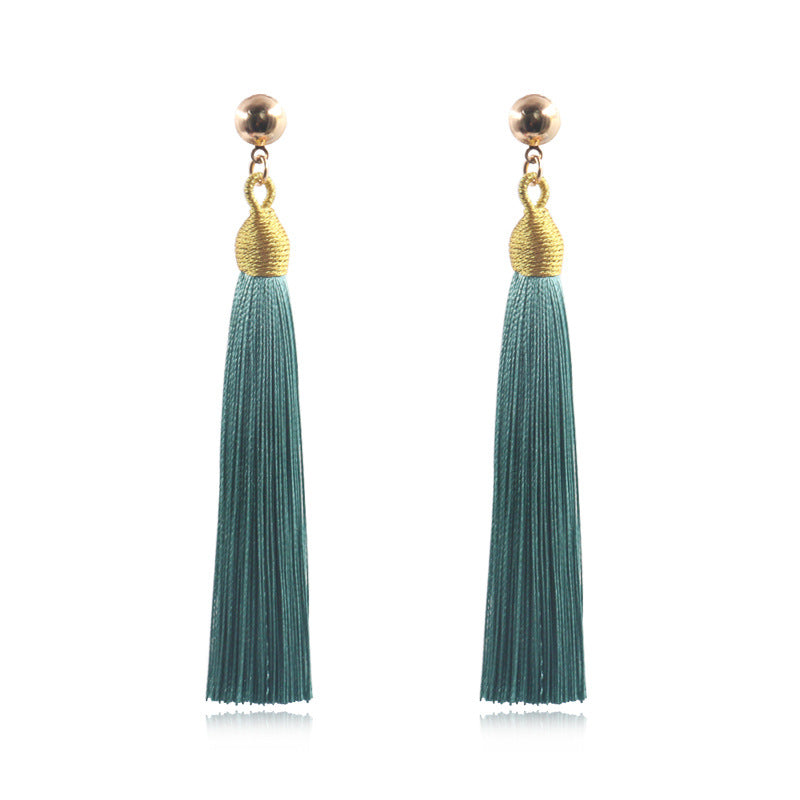 Fringed long earrings