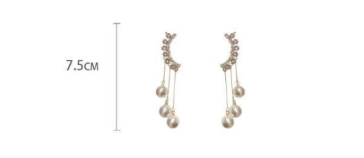 925 Silver Needle Super Fairy Pearl Tassel Ear Bone Clip Earrings One Earring Female