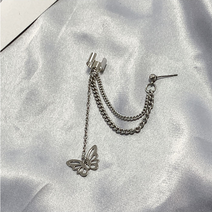 Butterfly Chain One-piece Earrings Sweet And Cool Girl Ear Bone Chain