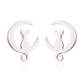 Fashionable Silver Simple Design Titanium Steel Stud Earrings