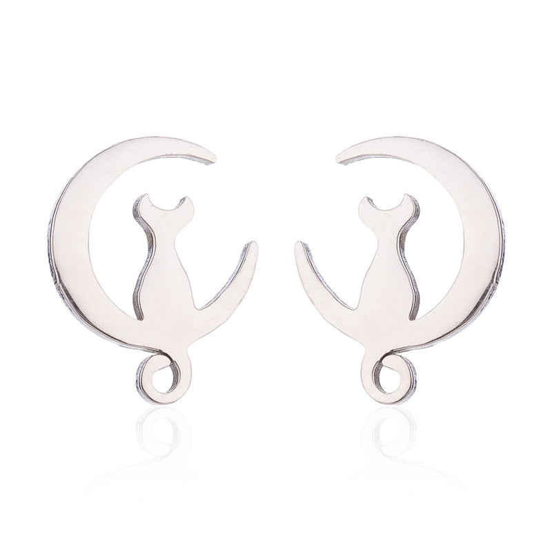 Fashionable Silver Simple Design Titanium Steel Stud Earrings