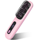 Go Brush Pro, Gobrush Pro Hair Straightening Irons, Portable Straightener Brush, Cordless Hair Straightener Comb, Rechargeable Portable Hair Straightener for Women (Pink)