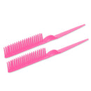 SIMPOR 3 Row Hair Comb for Natural Detangling Hair Styling Brush Nylon Bristle Unbraider Teasing Comb Rat Tail for Women Men Rose Pink