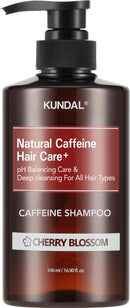 KUNDAL Korean Caffeine Scalp Shampoo [Cherry Blossom] – Sulfate-Free Hair Care with Menthol & Botanical Extracts – For Fuller-Looking Hair, Scalp Refresh & Strength – 16.9 Fl Oz