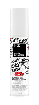 IGK Good Behavior Anti-Frizz Smoothing Serum Boosts Shine, Seals Out Humidity, UV & Heat Protection, For Dry Frizz-Prone Hair, 1.3 oz