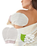 100% Silk Exfoliating Gloves (2-Pack), Self Tanning Mitt & Korean Body Scrubber for Dead Skin Removal, Natural Body Exfoliator for Shower Skincare