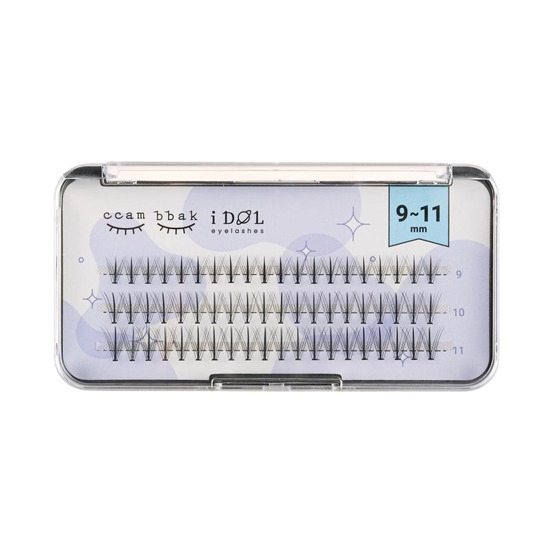 CCAMBBAK I-dol Looks So Natural False Eyelashes Handmade Lightweight Individual Lashes Extension Lengthening Wisps Authentic K-Beauty Fake Eyelashes (9-11 mix (Black), W Type)