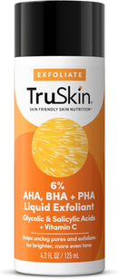 TruSkin BHA Liquid Exfoliant & Toner PHA AHA BHA Gentle Exfoliator with Salicylic & Glycolic Acid, Vitamin C Improve Appearance of Tone & Texture, Unclog & Minimize Look of Pores, 4.2 fl oz