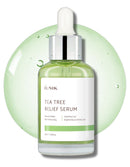 IUNIK Tea Tree Relief Vegan Serum for Acne-Prone Skin Non-Sticky & Lightweight Facial Ampoule with Centella Asiatica for Soothing, Calming, and Balancing Korean Skincare