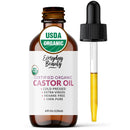 Organic Castor Oil - 100% Pure Certified USDA Organic, Cold Pressed & Hexane-Free, For Eyelashes, Eyebrows, Hair, Skin & Wellness Packs - 4 Fl Oz Glass Bottle & Dropper