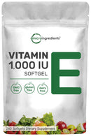 Micro Ingredients Vitamin E 1000 IU, 240 Softgels | Pure Vitamin E Oil Pills | Antioxidant Supplements for Skin, Face, & Immune Health | Non-GMO, Gluten Free