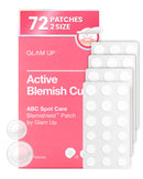 GLAM UP Hydrocolloid Blemish Pimple Zit Patches - Invisible Ultra Thin Spot Cover Stickers for Face and Skin, Strong Water-proof and Adhesive Overnight Thin & Invisible (72 Count / 2 Sizes)