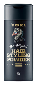 MERICA Original Hair Styling Powder, Black, Texturizing Volumizing Powder with Strong Hold, Matte Finish, 50g, Made in USA