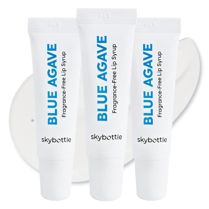 Skybottle (Pack of 3) Unscented Blue Agave Lip Balm Syrup, Highly Moisturizing Lip Gloss, Vegan Certified, Jojoba Oil, Soothes and Hydrates, Nourishing Lip Treatment, 0.3 Fl. Oz