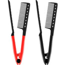 2 Pieces Flat Straightening Comb Salon Hair Brush Comb Hairdressing Styling Straightener V-shaped Straight Straightener(Red, Black)