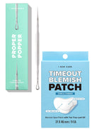I Dew Care Dual-Tip Pimple Popper - Proper Popper, 1 EA + Hydrocolloid Acne Pimple Patch - Timeout Blemish Chin & Cheeks, 9 Count (31 x 46 mm) Bundle