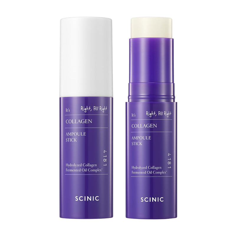 [Set of 2] SCINIC Collagen Ampoule Stick 0.35 fl.oz Each, Anti-Aging & Hydrating Multi-Balm with Low-Molecular Collagen & Fermented Oil for Firm, Radiant Skin | Korean Skincare
