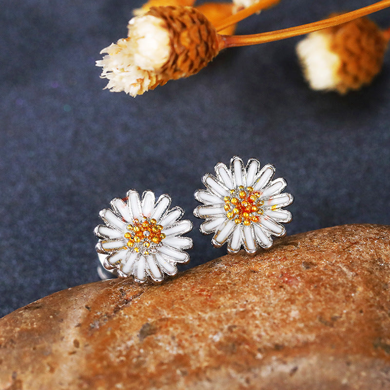 Fashion Sunflower Daisy Flower Stud Earrings