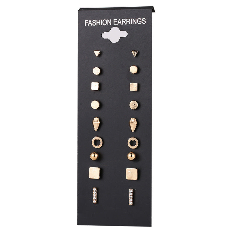 Japanese And Korean Fashion All-match Geometric 9 Pairs Of Earrings