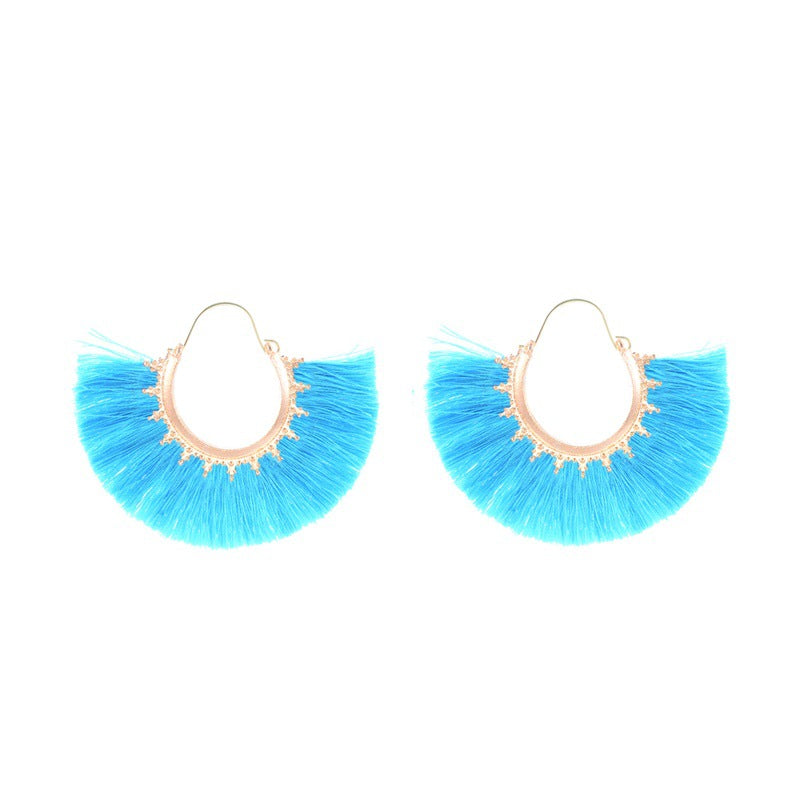 Creative Fan-shaped Earrings Selling Ethnic Style Exaggerated