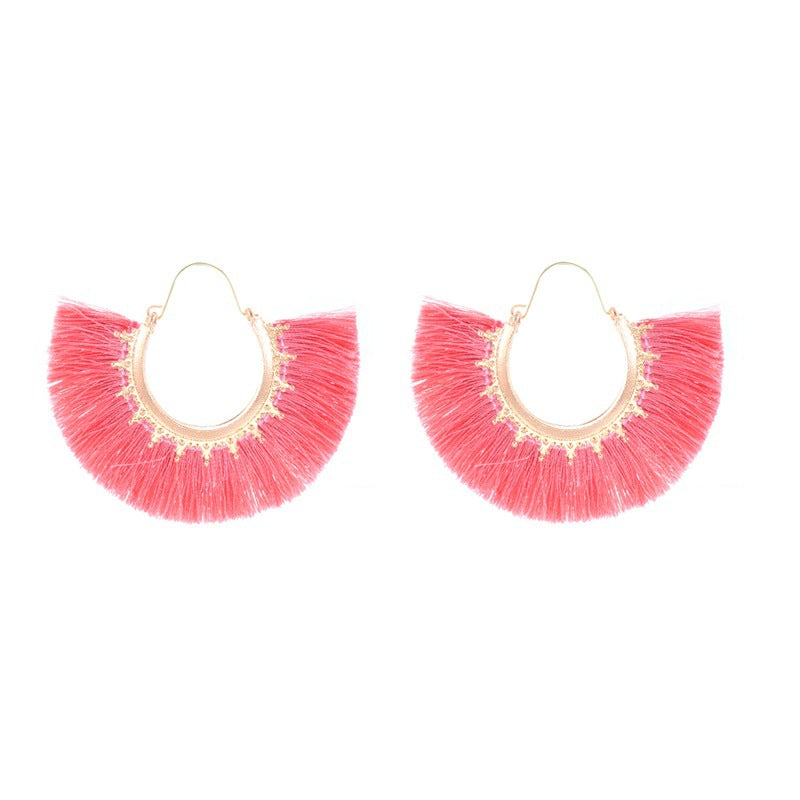 Creative Fan-shaped Earrings Selling Ethnic Style Exaggerated