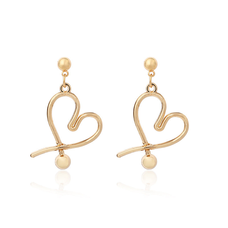 Cold Wind Temperament Geometric Heart-shaped Stud Earrings