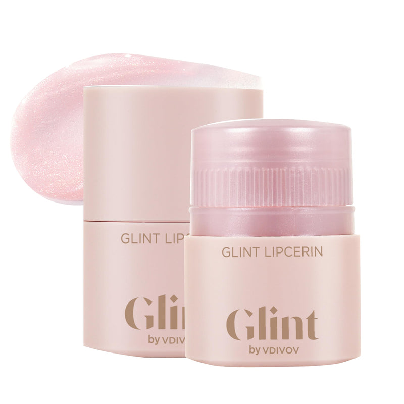 Glint Lipcerin (Pink Sparkle, 0.5fl oz) - Lasting Hydration, Plumping 5-in-1 Lip Care Gloss Balm with Glitter, Shea Butter. Korean Skin Care. Chapped, Dry, Cracked, Damaged Lips.