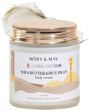 Mary&May SEOUL EDITION Shea Butter & Rice Bran Body Cream - Korean Vegan Boby Moisturizer for Dry and Sensitive Skin with Ceramide - Fragrance Free Body Butter, 8.45oz.