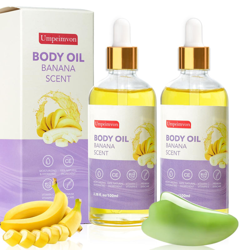 2 Pack Body Banana Juice Oil, Vitamin C and E after Shower Body Oil for Women, Moisturizing Hydrating Body Oil