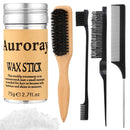 Boar Bristle Slick Back Hair Brush Comb with Wide Boar Bristle Brush,Hair Wax Stick,500PCS Elastic Rubber Bands for Women and Men Sectioning,Parting